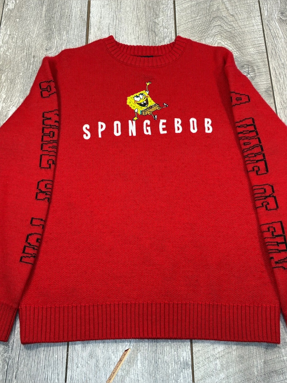 Fun SpongeBob SquarePants unisex Red sweater size small fits medium